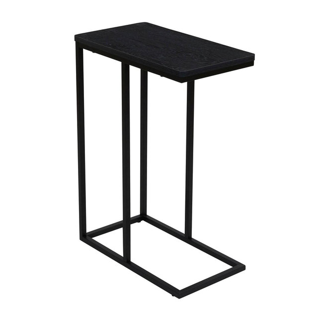 Household Essentials Jamestown C-Shaped End Table Black: Modern Workspace, Minimalist Iron Frame, Particle Board Top