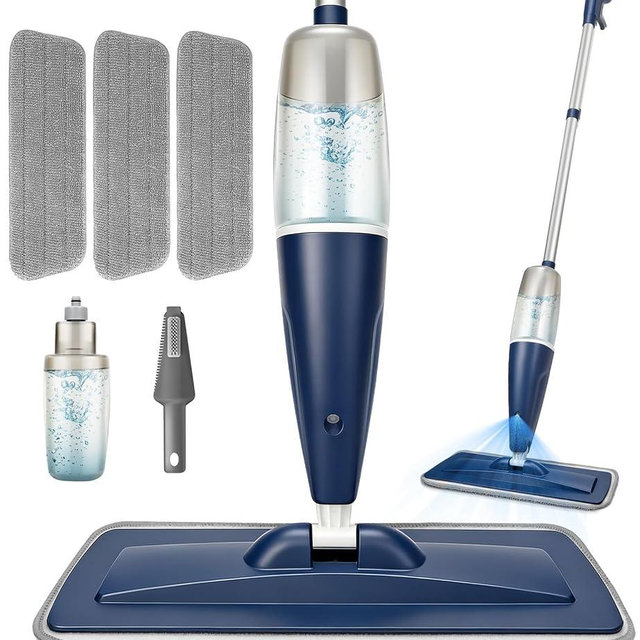 Spray Mop for Hardwood Floors Cleaning with 3 Washable Pads,Microfiber Wet Mops with Sprayer and 23.6 oz Refillable Bottle for Home Kitchen Tile Wood Vinyl Laminate Laminate Floor Dust Cleaning