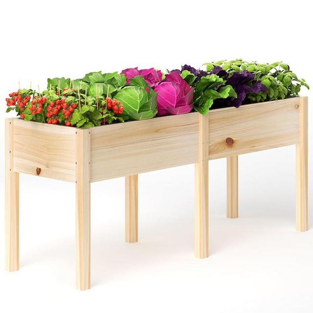 MIXC Wooden Raised Garden Bed with Legs, 72”L X 23”W, Elevated Reinforced Large Planter Box for Vegetable Flower Herb Outdoors