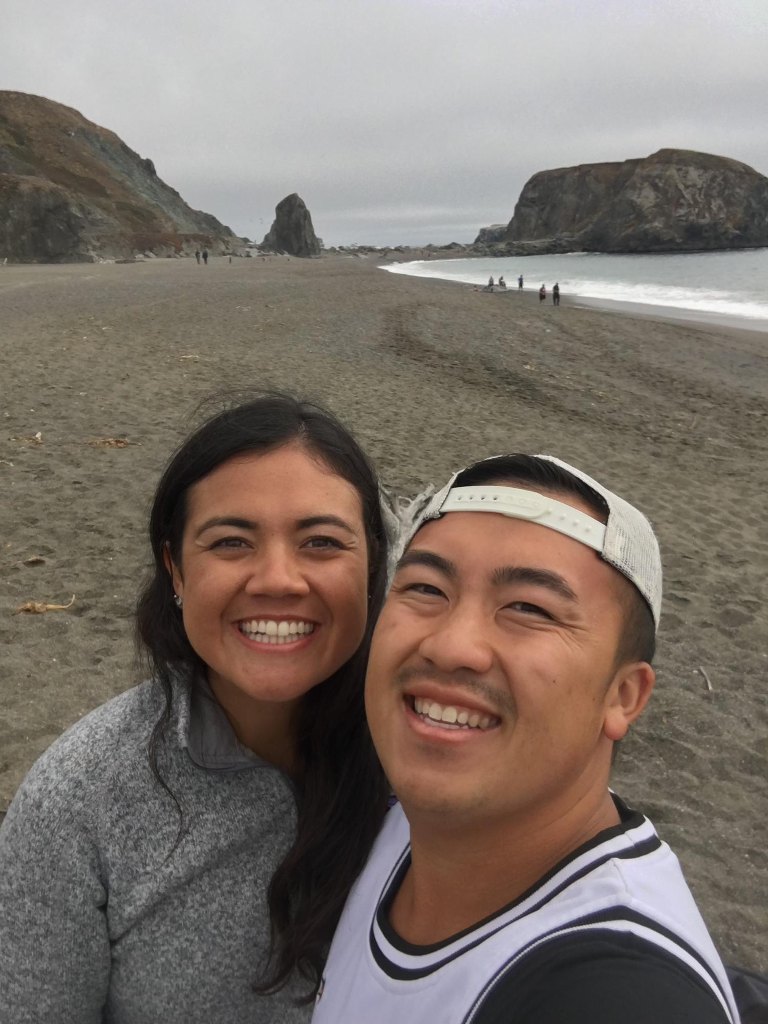 First time at the beach together. We love the beach (even on a cloudy day).
