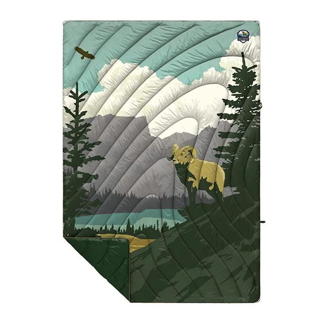 Rumpl The Original Puffy National Parks Collection | Printed Outdoor Camping Blanket for Traveling, Picnics, Beach Trips, Concerts | Rocky Mountains, 1-Person