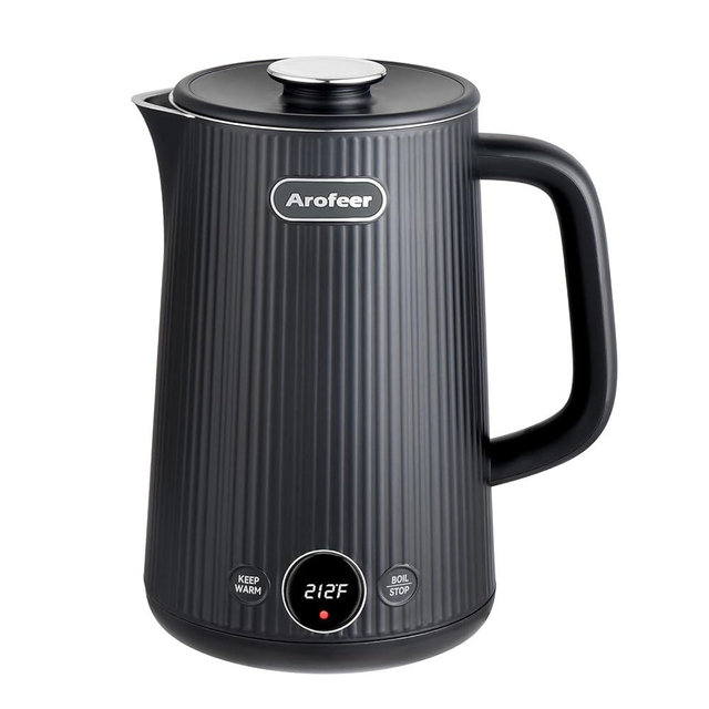 Arofeer Electric Kettle Temperature Control, 1200W Hot Water Kettle Electric with 304 Stainless Steel, Keep Warm,Auto Shut Off,1.7L Electric Tea Kettle for Coffee,Tea-Black
