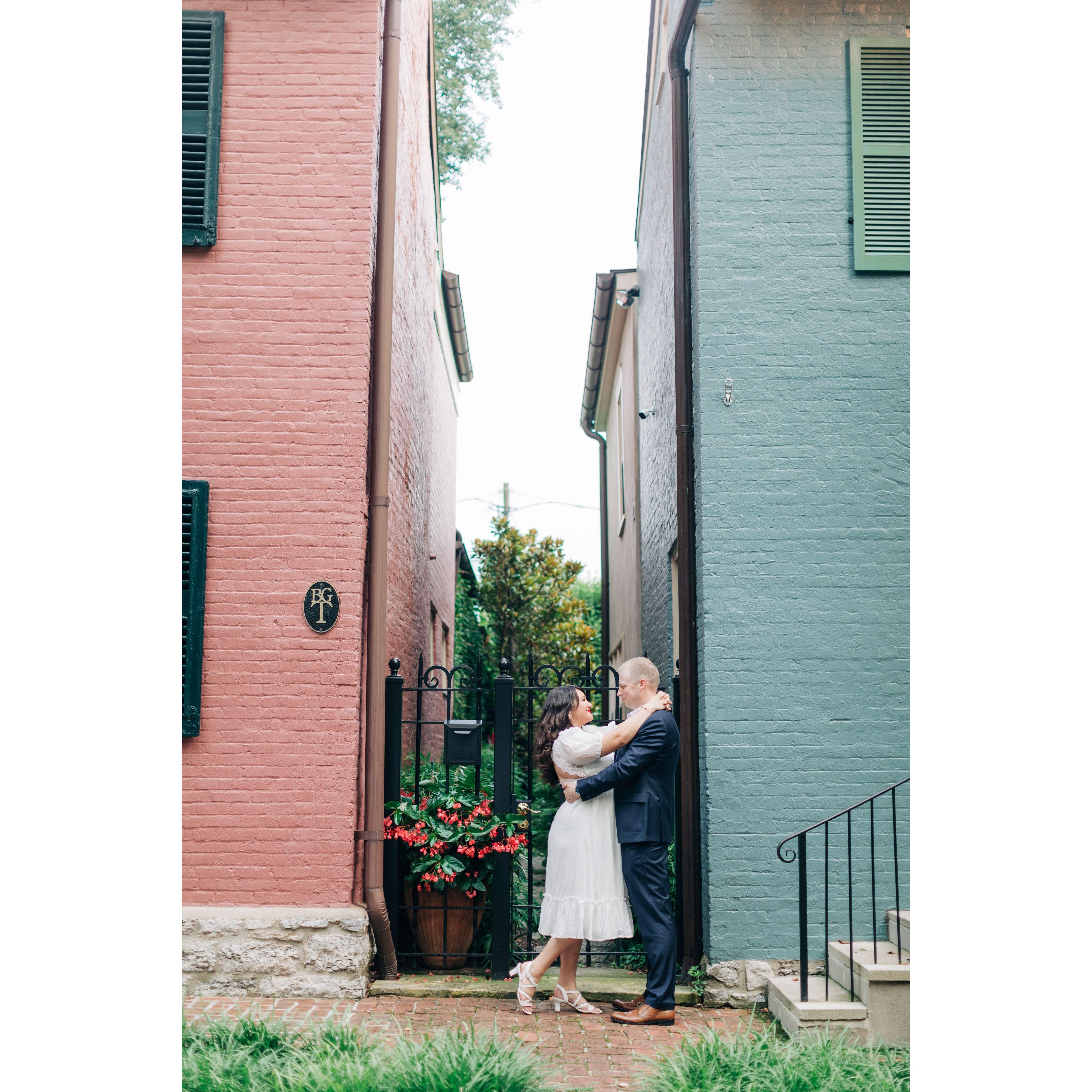 In front of our favorite color buildings near Gratz Park