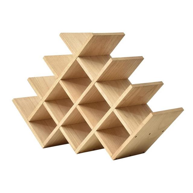 Kirigen Wooden 13-Bottle Wine Rack - Nature Wood 4-Tier Wine Display Rack / Free Standing and Countertop Wine Storage Shelf - Bottle Holder/Cabinet Glass Rack XHJJ4-NA