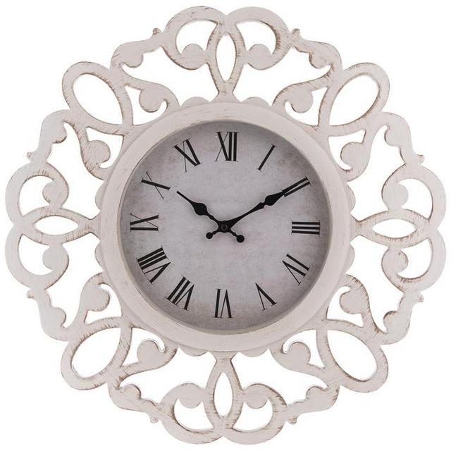 Brushed White Cutout Flourish Wall Clock