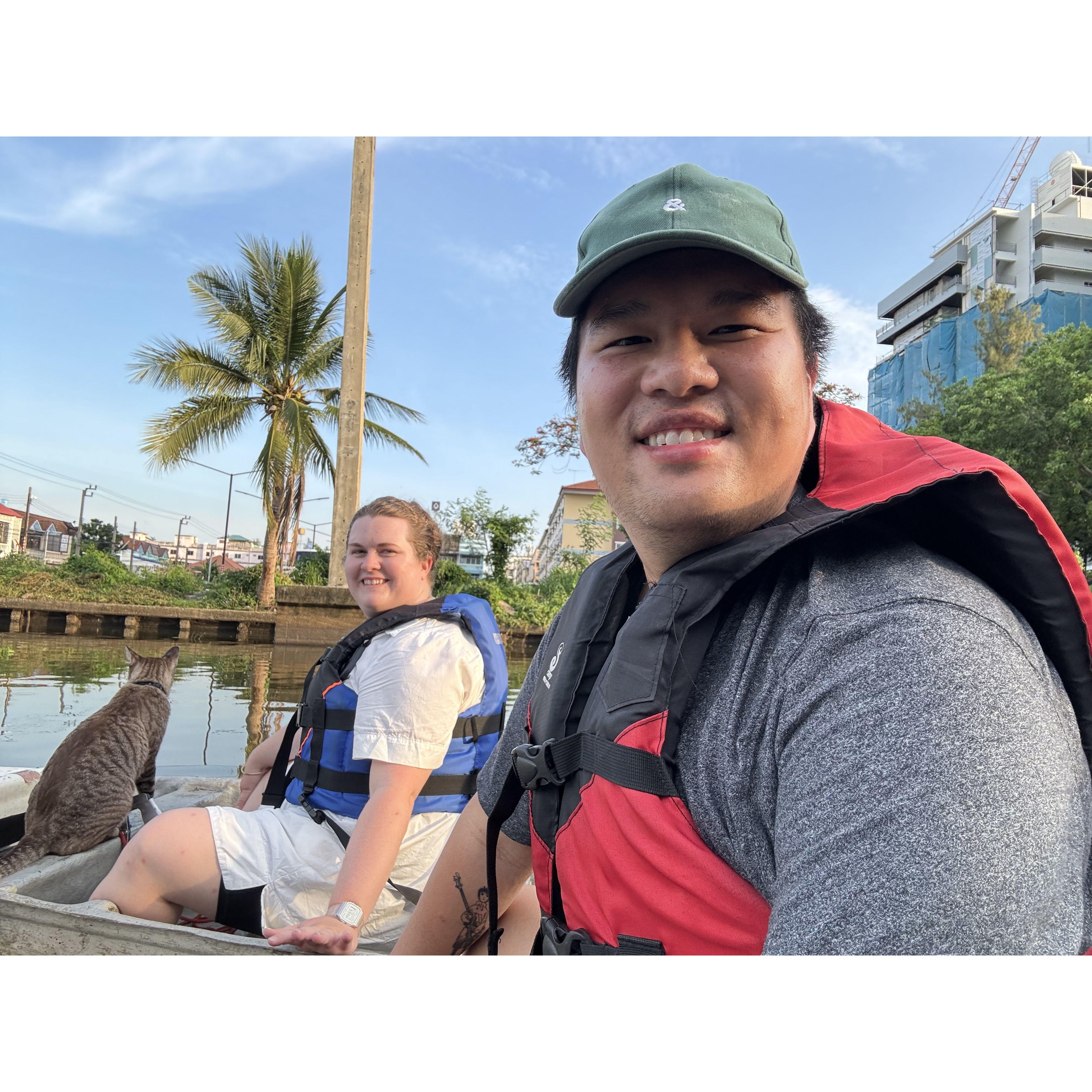 David and M.A. on a cat boat tour (yes, you read that right) in Thailand this past summer