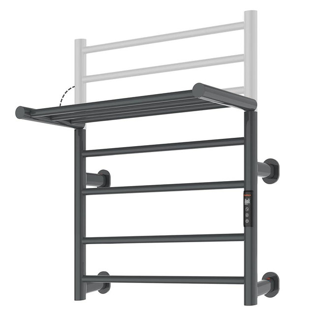 Caldayx Foldable Heated Towel Rack, Dual-Zone Electric Towel Warmer Rack with Timer, GFCI Plug-in or Hardwired, Wall-Mounted, Drill-Free Installation, Twilight Grey, CA3-700X550-Standard-TG
