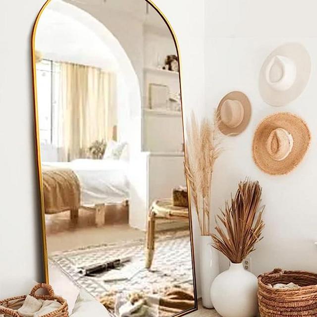 Full Length Mirror with Stand, 30"x71" Floor Mirror Freestanding, Arched Wall Mirror, Oversized Mirror Full Length, Gold Arch Mirror Full Length, Wall Mounted Mirror Full Length for Bedroom(Gold)