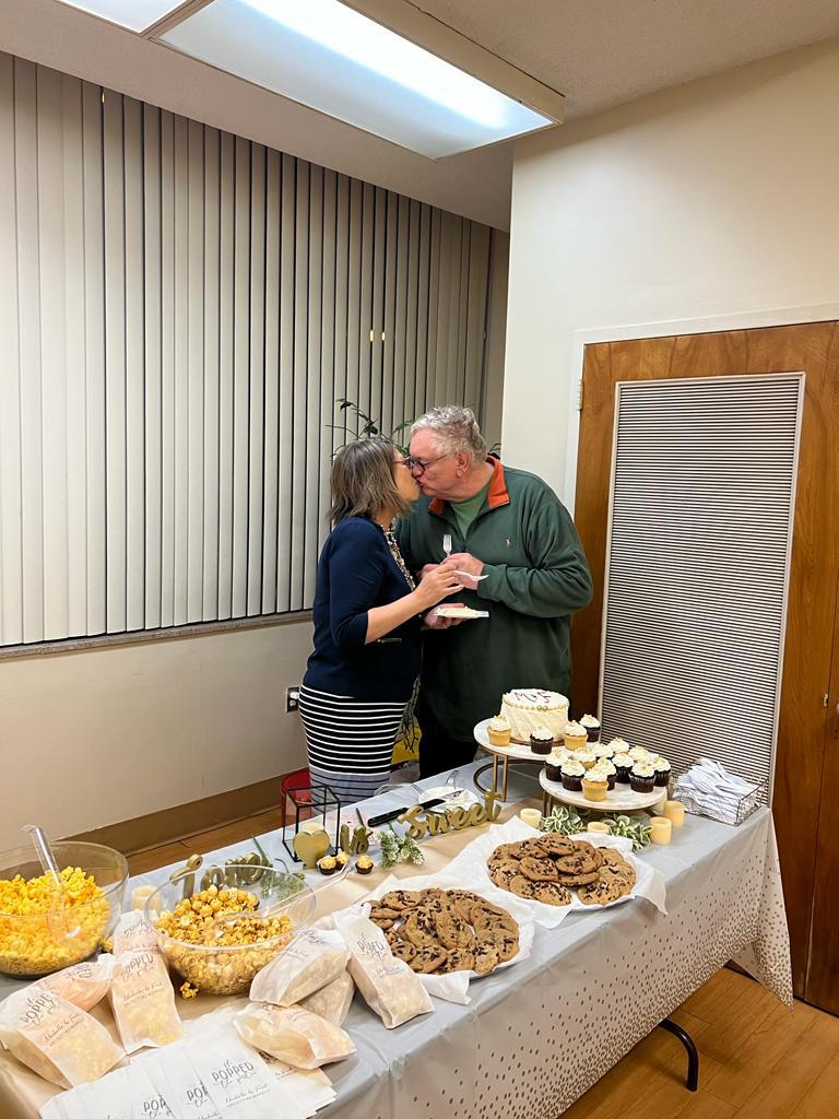 Practice, practice…at our wedding shower hosted by friends and family!