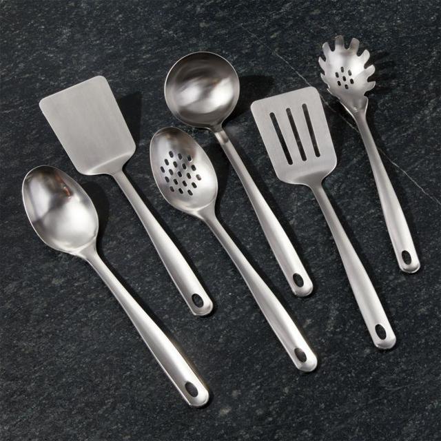 Crate and Barrel Brushed Stainless Steel Utensils
