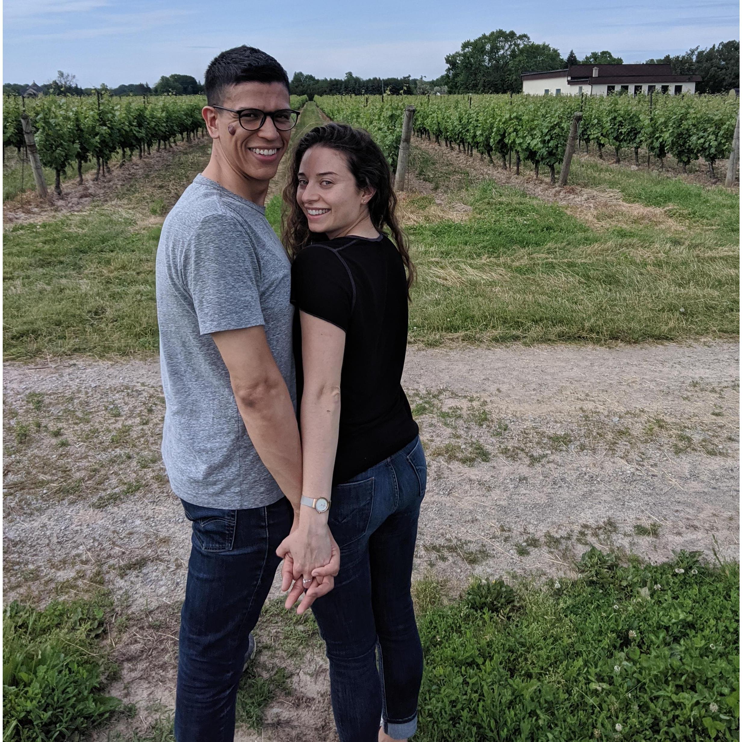 After our engagement, we went to a winery and took self-timed pictures.