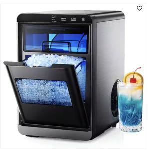 9.6 in. 45lb/24H Nugget Ice Countertop Portable Ice Maker in Black - 9 Cubes/6Mins, Auto-Clean, Basket and Scoop