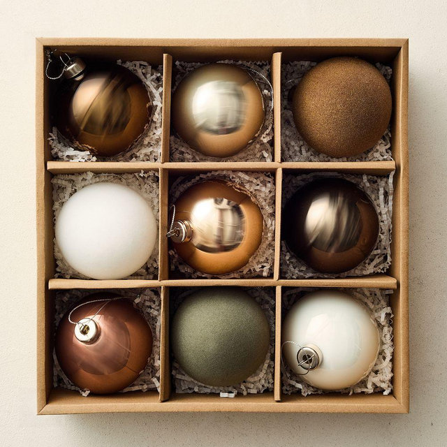 Glass Ball Ornament Set of 9 Neutral