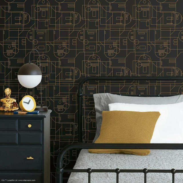 RoomMates Star Wars R2D2 Geometric Yellow Peel & Stick Wallpaper by RoomMates, RMK11784RL