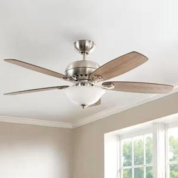 Southwind II 52 in. Indoor LED Brushed Nickel Ceiling Fan with Light Kit, Reversible Blades and Remote Control