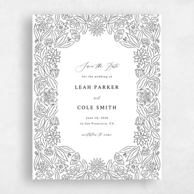 Black Wedding Save the Date - Juliet Portrait Letterpress
