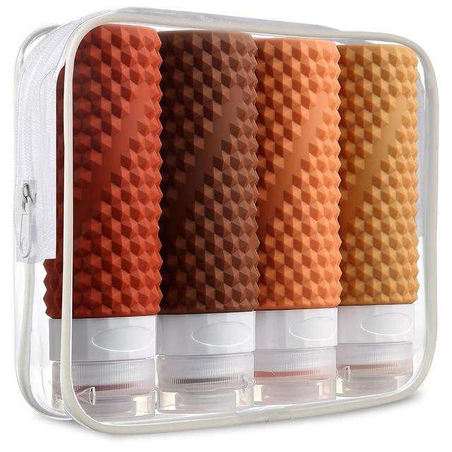 Mrsdry Travel Bottles for Toiletries, Tsa Approved 3oz Travel Bottles, BPA Free Leak Proof Travel Size Toiletry Containers, Refillable Travel Accessories with Toiletry Bag for Shampoo Liquid (4 Pack)