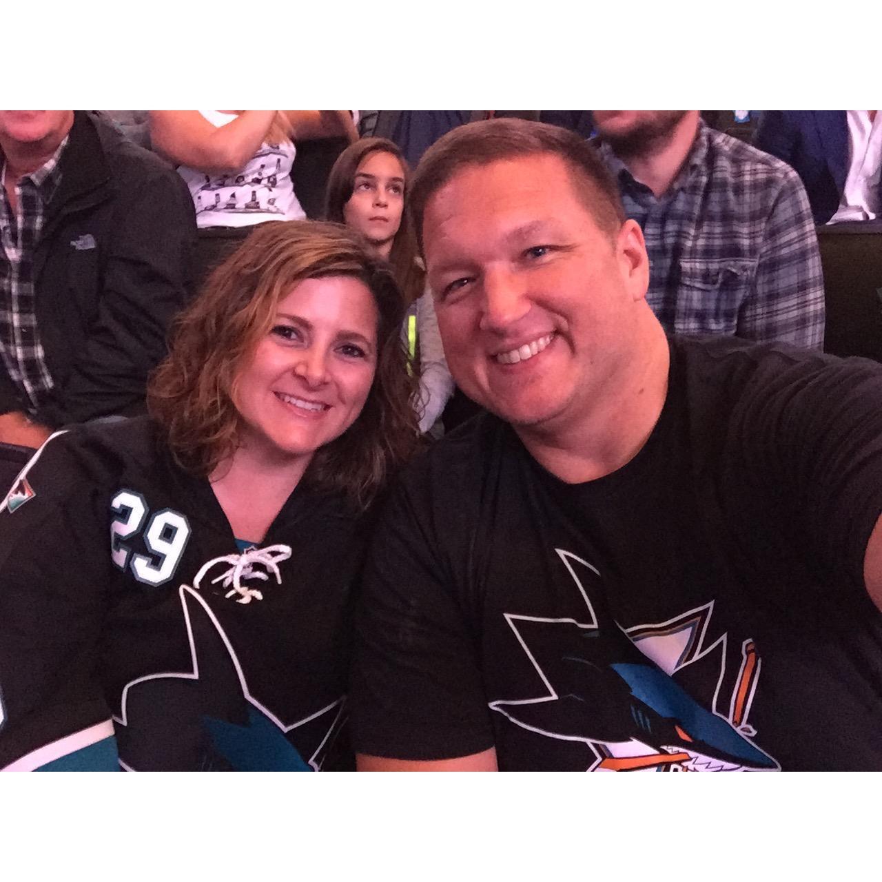 The beginning of making Justin a SJ Sharks fan!  (Fall 2016)