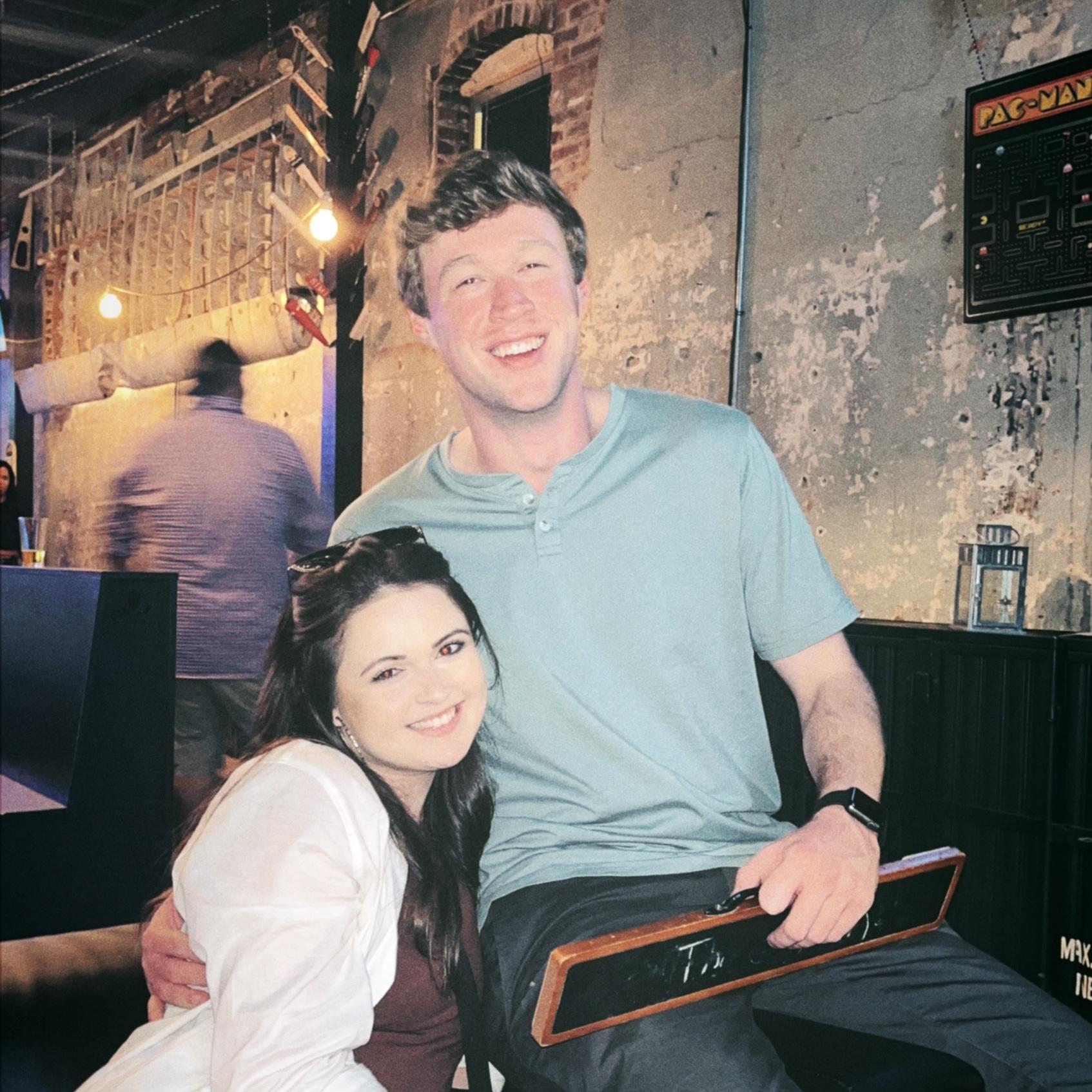 One of our first photos together at our favorite place: 41st Street Pub