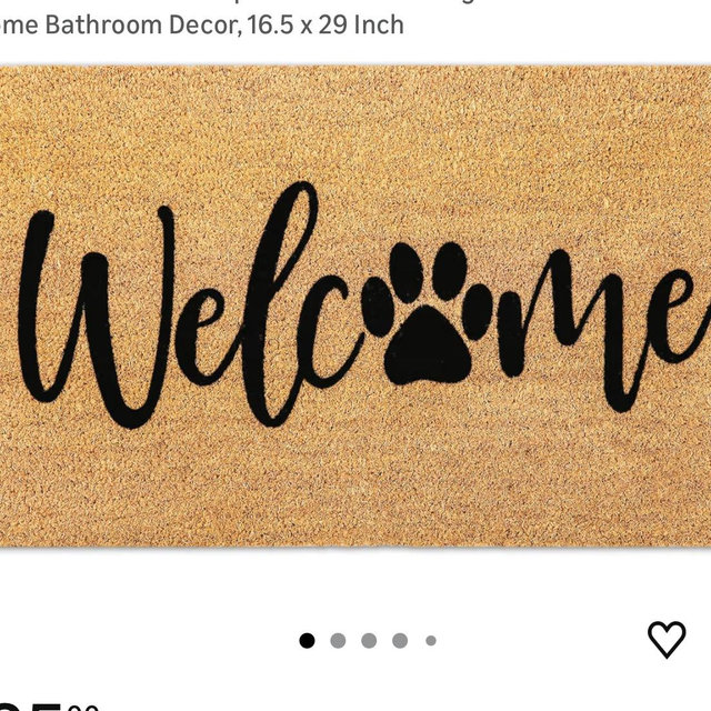 JarThenaAMCS Dog Welcome Natural Coir Doormat Cute Dog Paw Print Floor Mat Non-Slip Entrance Door Rugs for Indoor Outdoor Home Bathroom Decor, 16.5 x 29 Inch