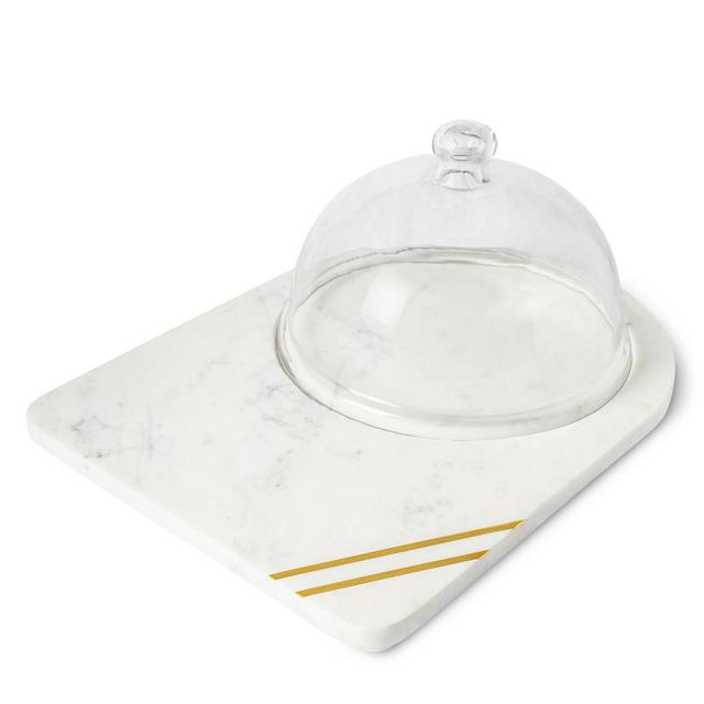 GAURI KOHLI Bavaria Marble Cheese Board with Glass Cloche