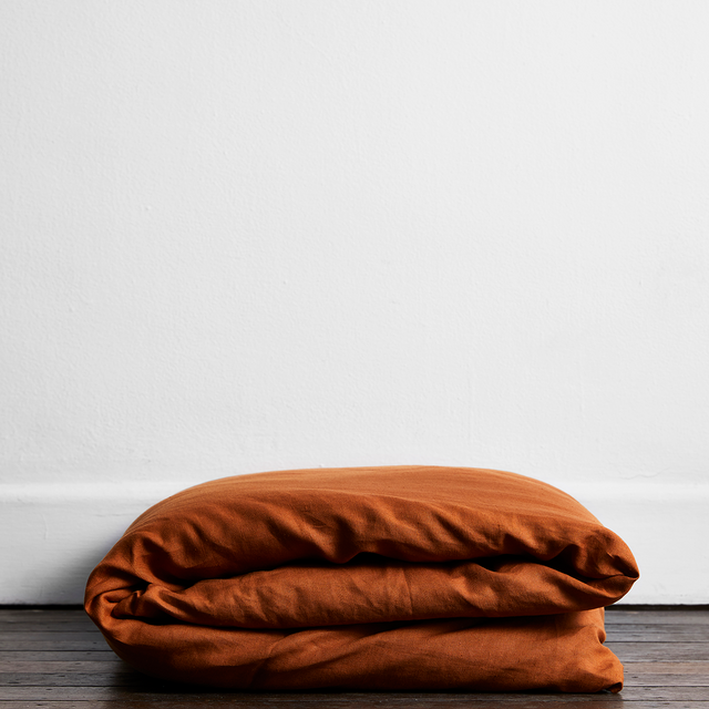 Rust 100% Flax Linen Duvet Cover