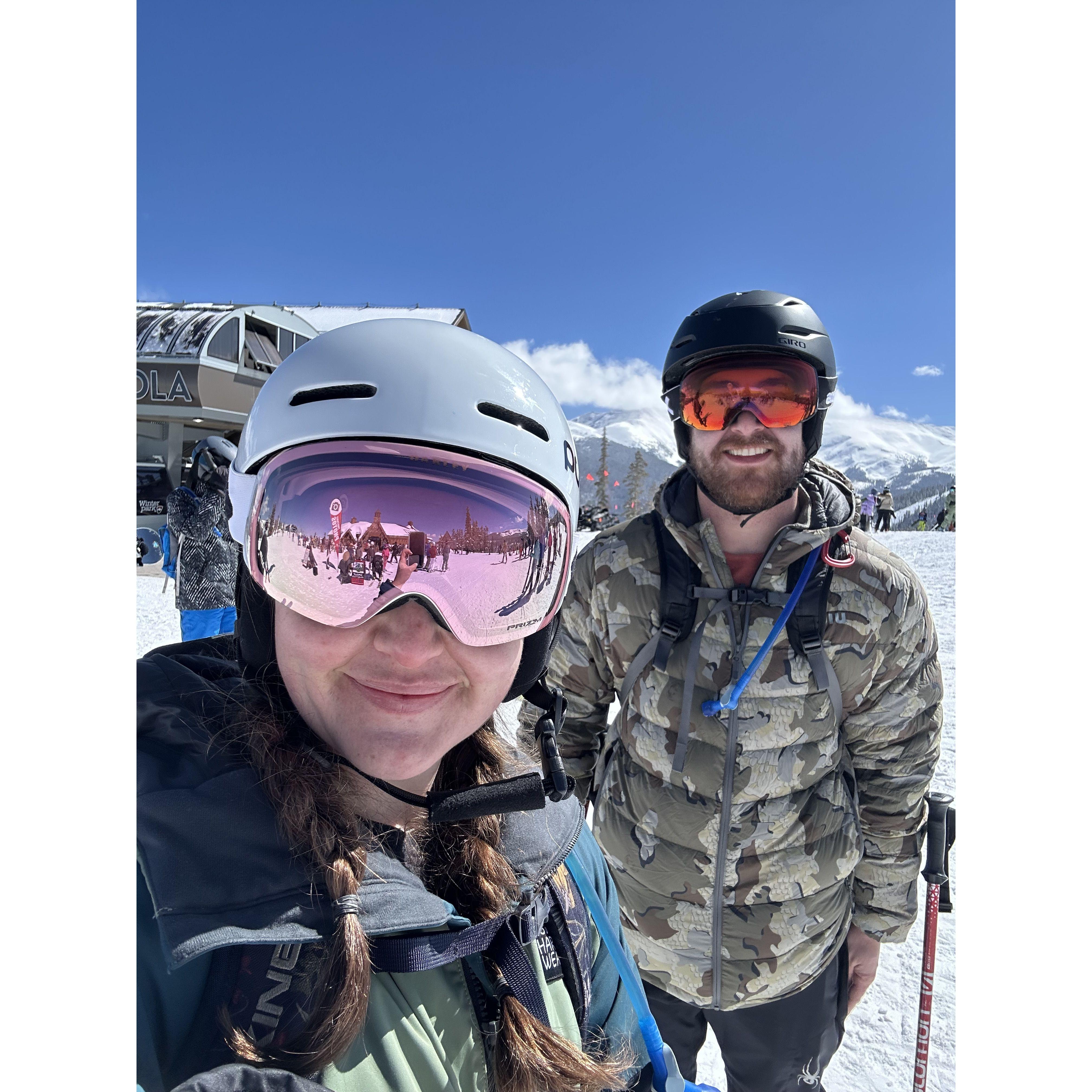 Bryan's first day skiing and Livvy's first day a ski instructor