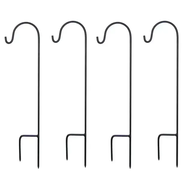 3 in. x 18 in. Black Metal Shepherd's Hook (4-Pack)