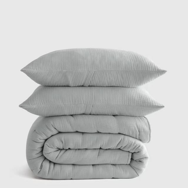Organic Airy Gauze Quilt Set (Color: Mist)| Quince