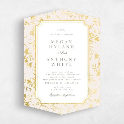 Beige Diamond Wedding Invitation - Vasara Portrait Foil
