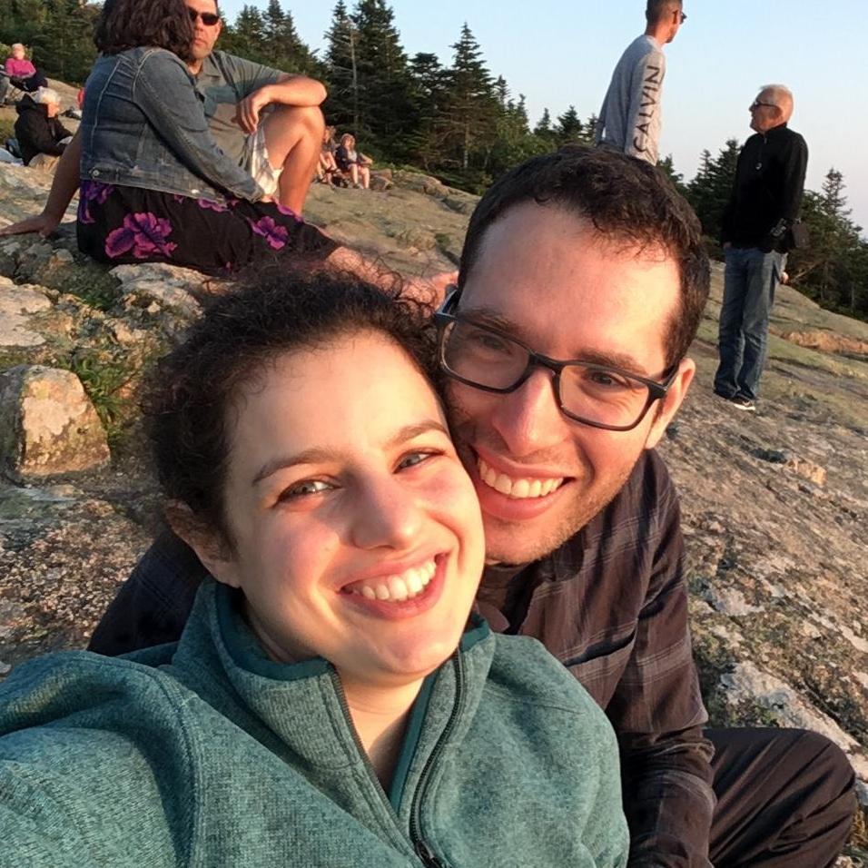 Our first vacation together - watching the sunset on Cadillac Mountain