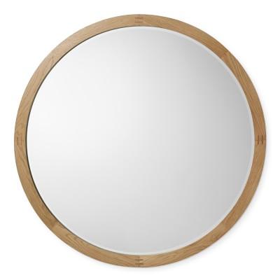 Doheny Bleached Oak Wood Round Mirror