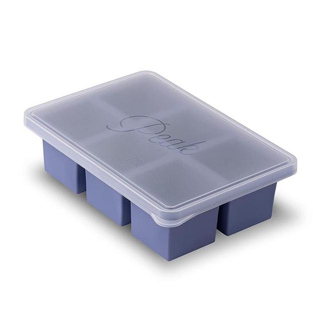 1-Cup Extra Large Freezing Tray for soup,broth,sauce or Butter,2 Pack Ice Cube Trays with Lid, Silicone Freezer Container Molds Soup Trays -Makes Four