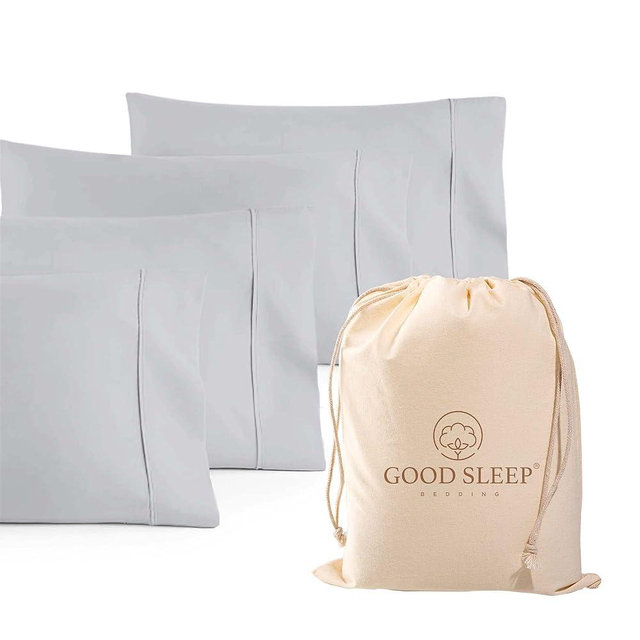 1000 TC Light Gray King Pillowcases Set of 4 100% Egyptian Cotton Pillow Cases with Long Staple Cotton & Sateen Weave, Silky Soft Hotel - Like Bed Pillow Covers for Comfy Sleeping, Snug Fit