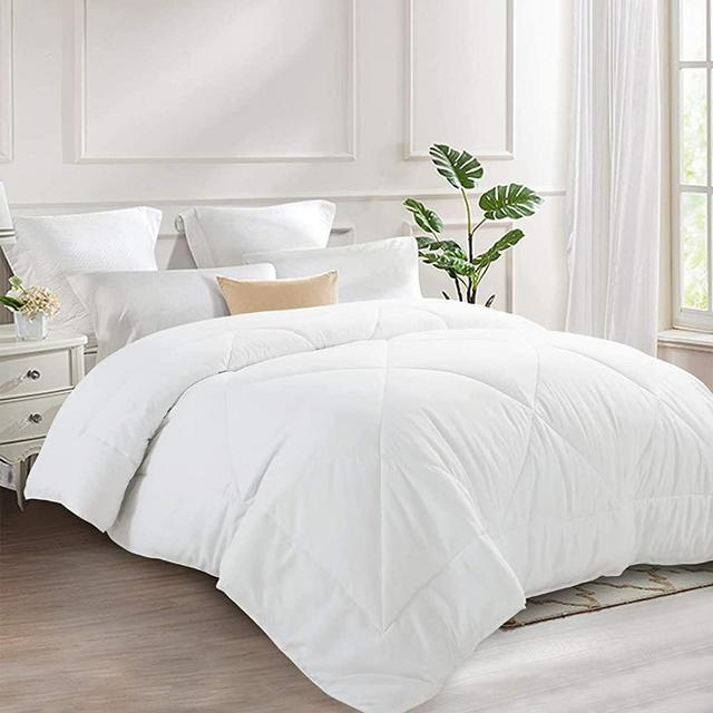INGALIK All-Season Bed Comforter Best Soft Down Alternative Quilted Comforter - Summer Cooling - Machine Washable (White, Queen 88 x 88 inches)