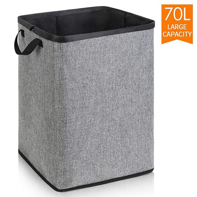 70L Dirty Clothes Basket with Removable Lining, Laundry Hamper with Handles for Bedroom Closet Storage, Collapsible Bathroom Laundry Hamper, Sturdy Storage Bin for Kid Toys Organization Baby Nursery