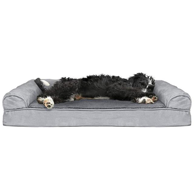 Furhaven - Plush Orthopedic L-Shaped Chaise Lounger & Traditional Sofa-Style Dog Bed - Available in Multiple Colors & Styles
