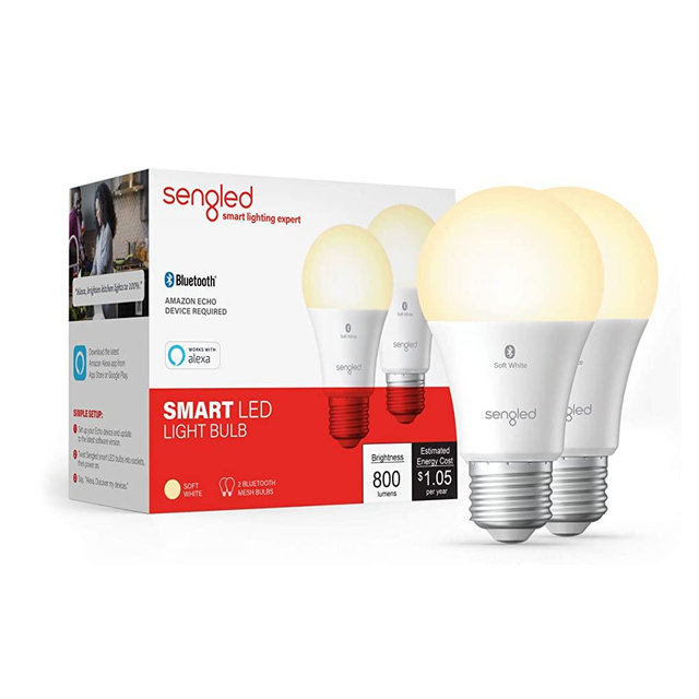Sengled Smart LED Light Bulb, Works with Alexa, 800LM, Soft White 2700K, 8.7W (60W Equivalent), 2 Pack, B11-N11 — A Certified for Humans Device