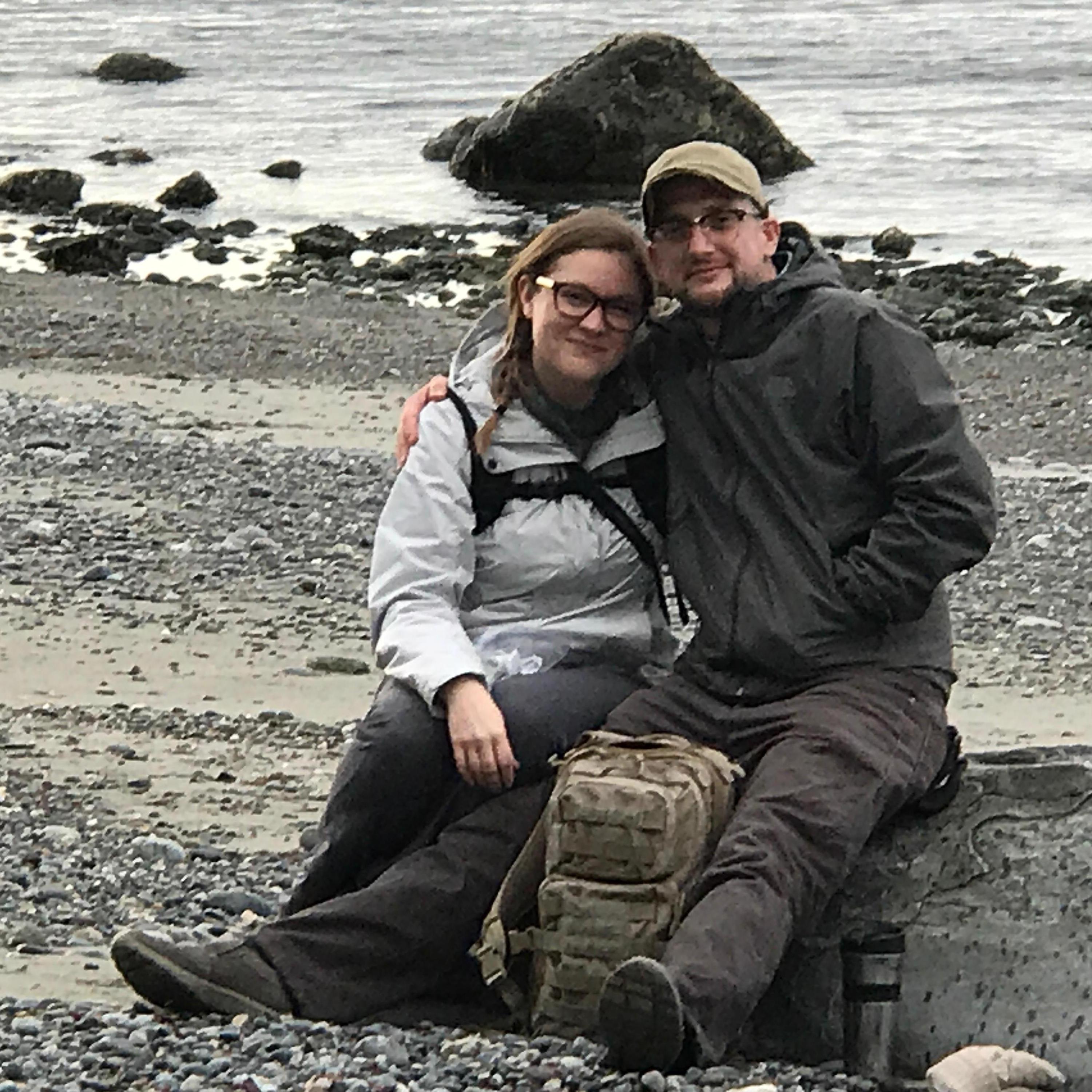 Taking a break from hunting for sea glass.