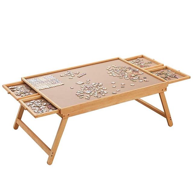 Puzzle Board, 34” x 26” Puzzle Table for Adults and Teens, Puzzle Boards and Storage Puzzle Wooden Plateau Lounger with Cover-Smooth Fiberboard Work Surface - Puzzle Storage System, Up to 1,500 Pieces