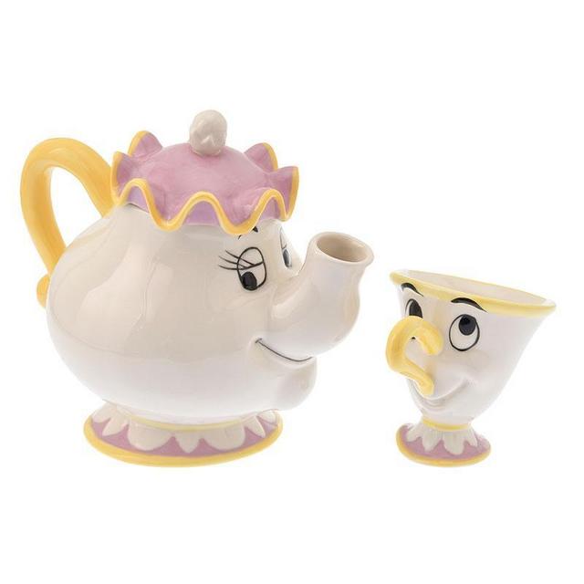 Beauty and the Beast Chip & Mrs. Potts Teapot & Cup Set 3D Disney Store Japan