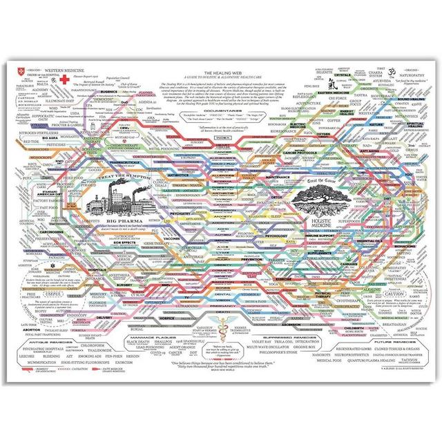 Generic The Healing Web Poster - Natural Remedies Chart 16x24inch-Framed