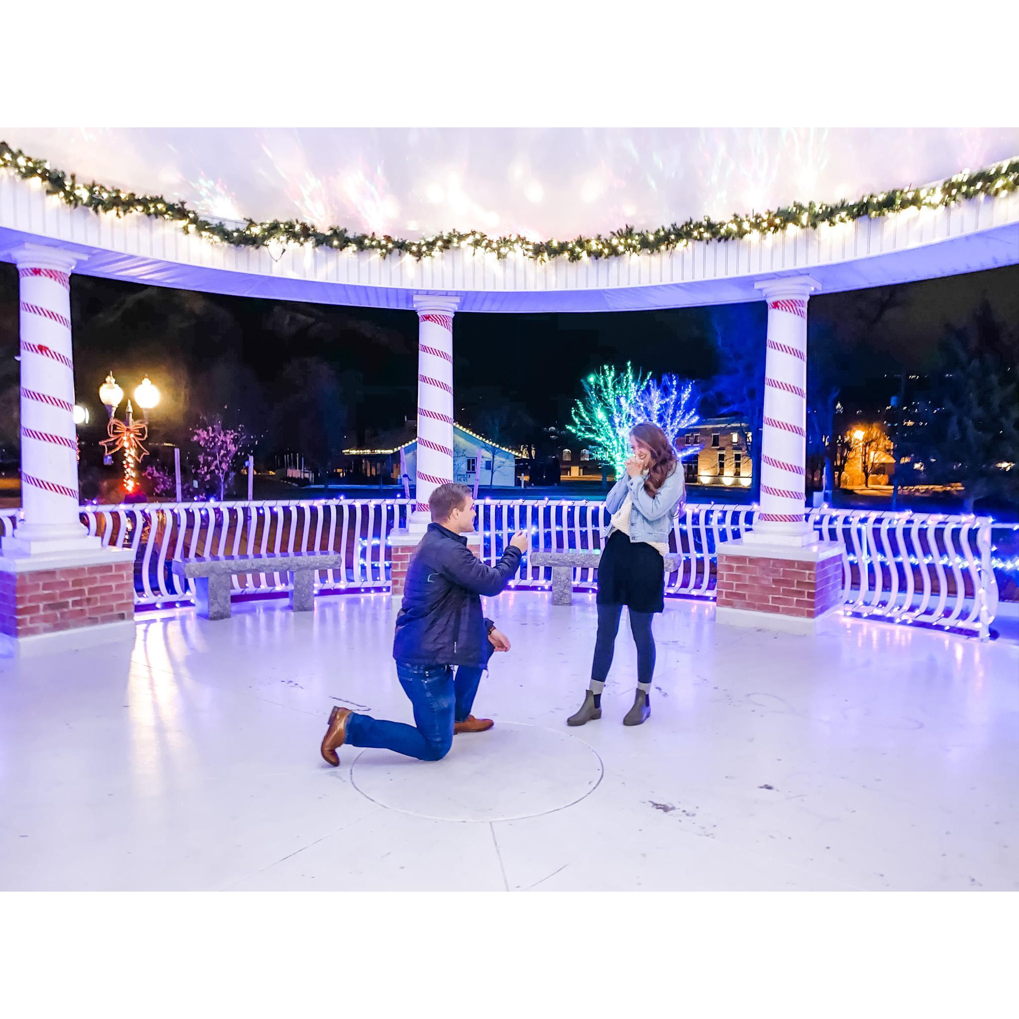 December 23, 2019. I said yes! (Spencer hated having to get down on one knee for a re-creation picture. Shout out to Julie for making him do it anyway!)