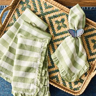 Gingham Ruffle Napkin, Set of 4