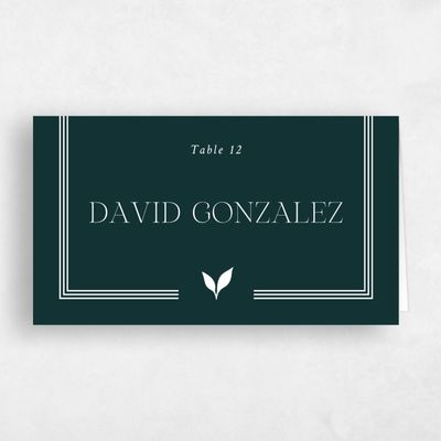 Dark Emerald, Green Wedding Place Card - Teagan Vegan