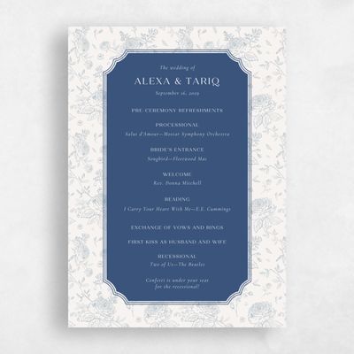 Dark Cobalt, Blue Wedding Program - Kerenza