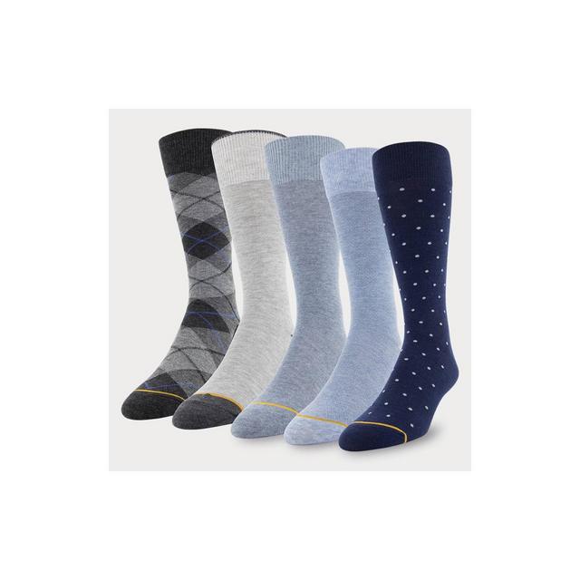 Signature Gold by GOLDTOE Men's Classic Dot Crew Socks 5pk - Navy Blue 6-12.5