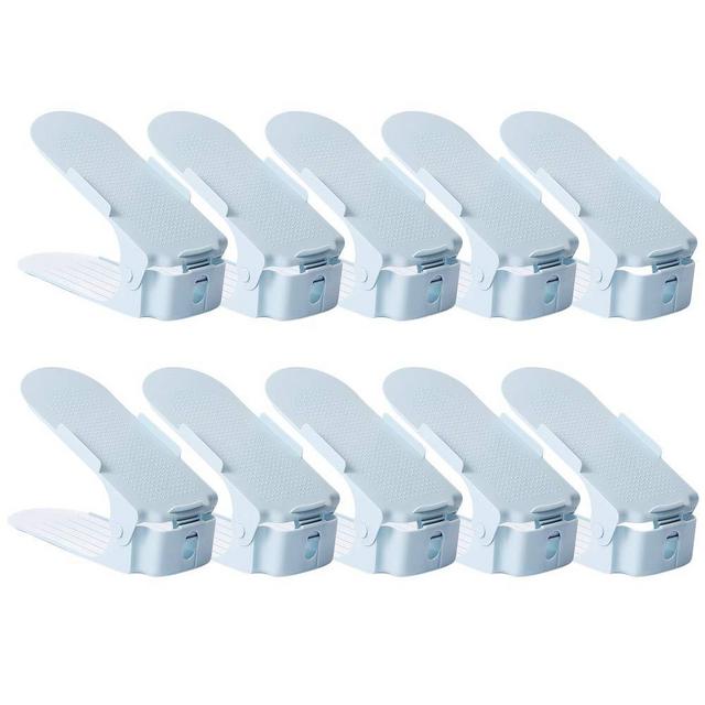 PENGKE Shoe Slots Space Saver, Stackable Shoe Slot Organizer Space Saver, Easy Shoe Organizer, Blue, Pack of 10