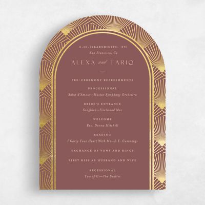 Brown Arch Wedding Program - Hayden Foil