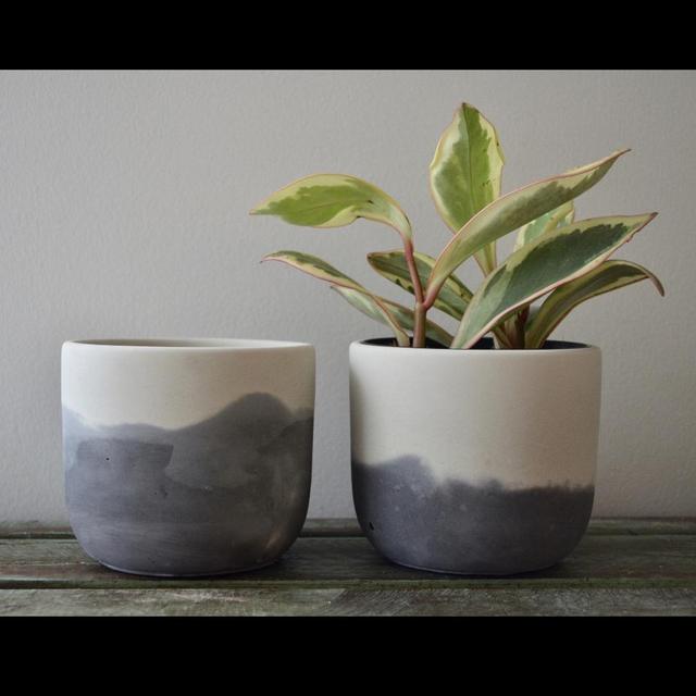 Large 6” Stormy Skies Concrete Planter, Neutral Concrete Pot, Medium Concrete Planter with Drainage, 4 Inch Pots for Plants, Small Plant Pot,